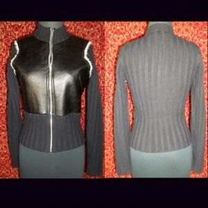 REFUGE black faux leather sweater jacketS 💥🕛